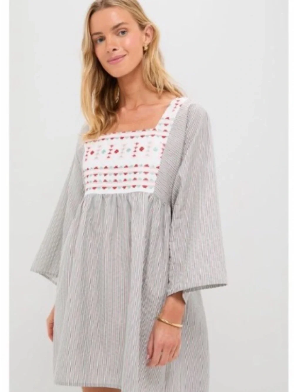 NWT TUCKERNUCK POMANDER PLACE Sage Stripe Embroidered Sadona Dress Size small - Picture 2 of 16